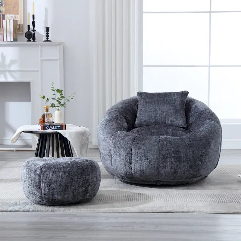 Pouf rond confortable en chenille