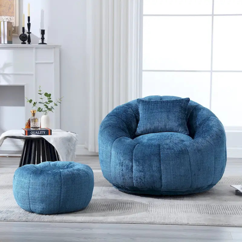Pouf rond confortable en chenille