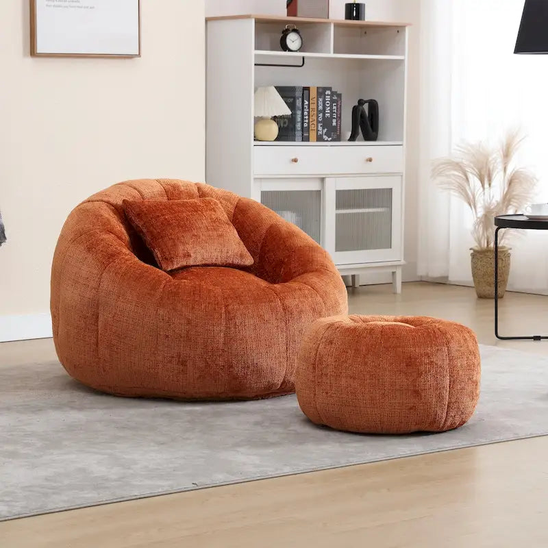 Pouf rond confortable en chenille