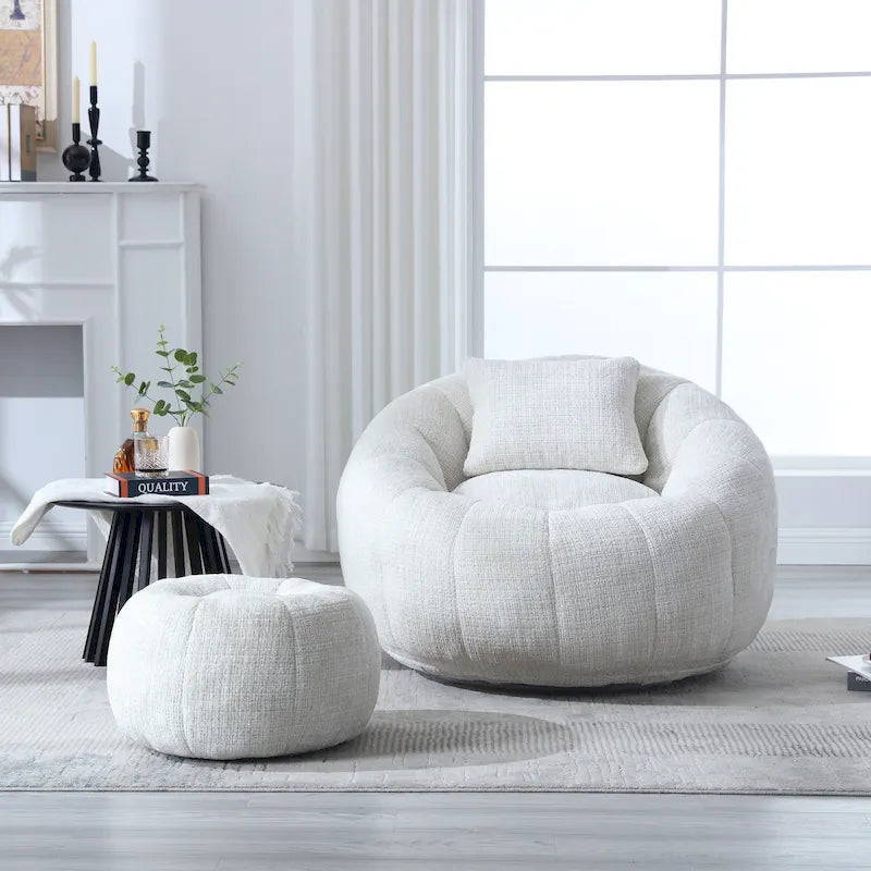 Pouf rond confortable en chenille