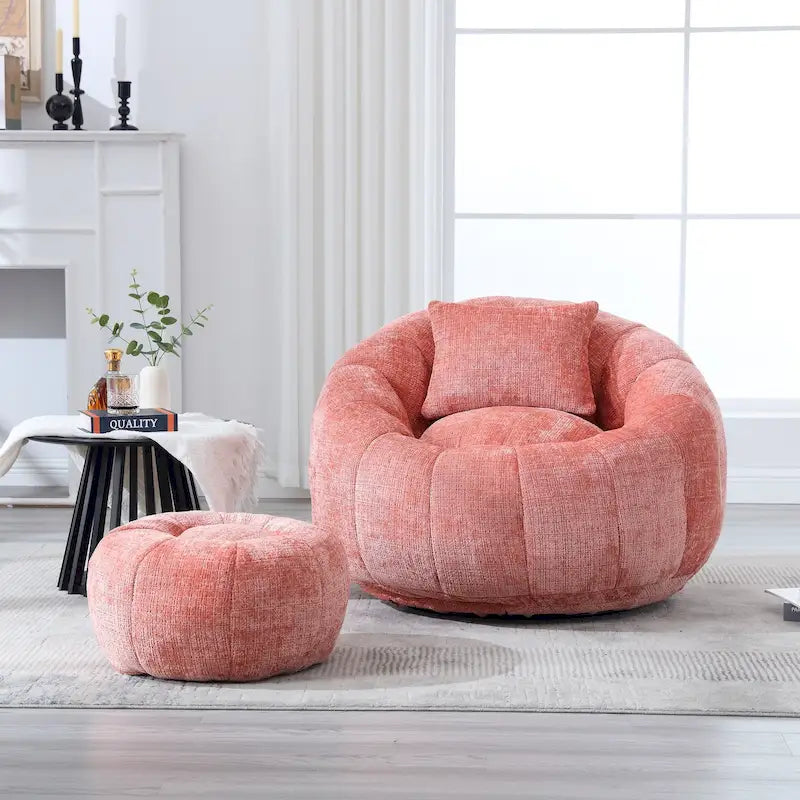Pouf rond confortable en chenille