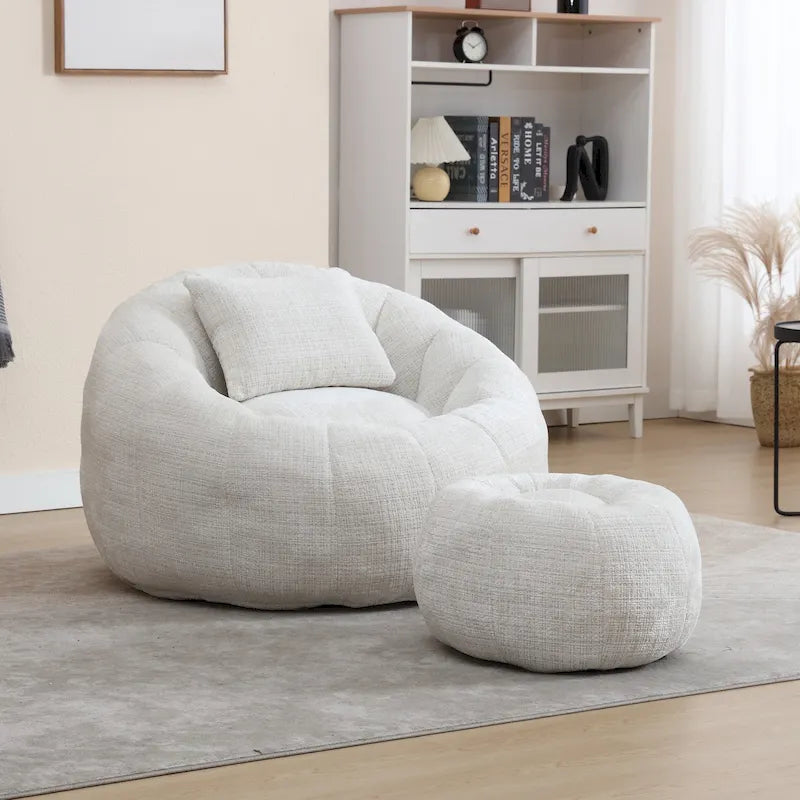 Pouf rond confortable en chenille