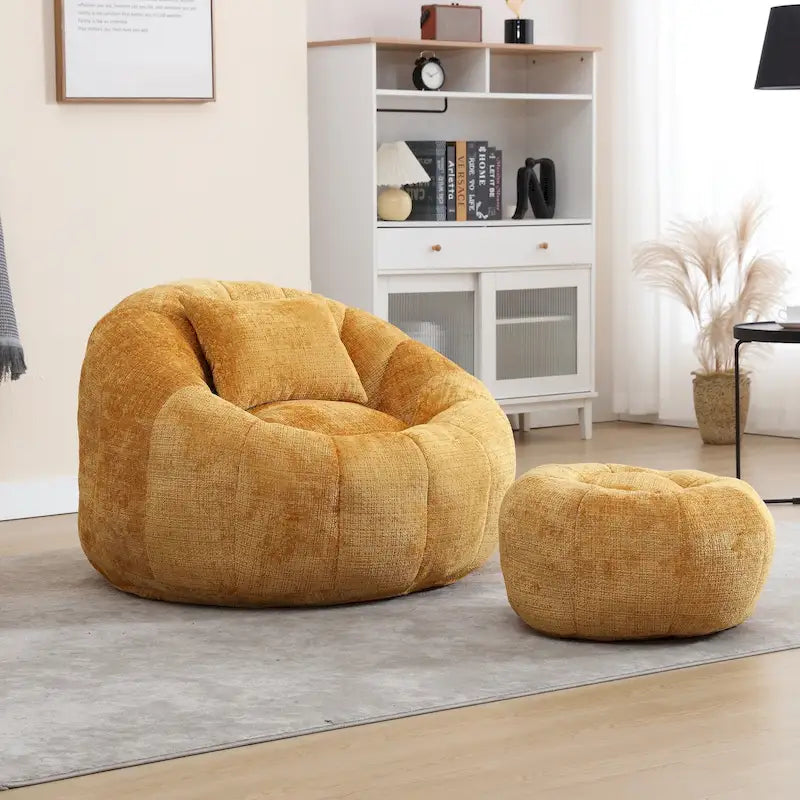 Pouf rond confortable en chenille