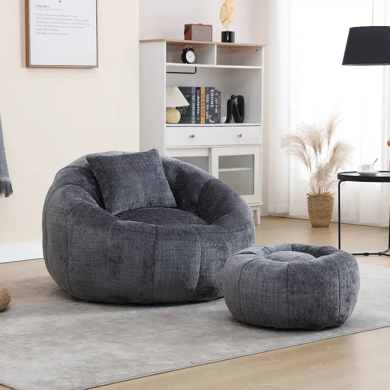Pouf rond confortable en chenille