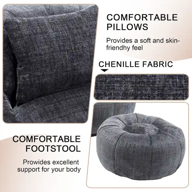 Pouf rond confortable en chenille