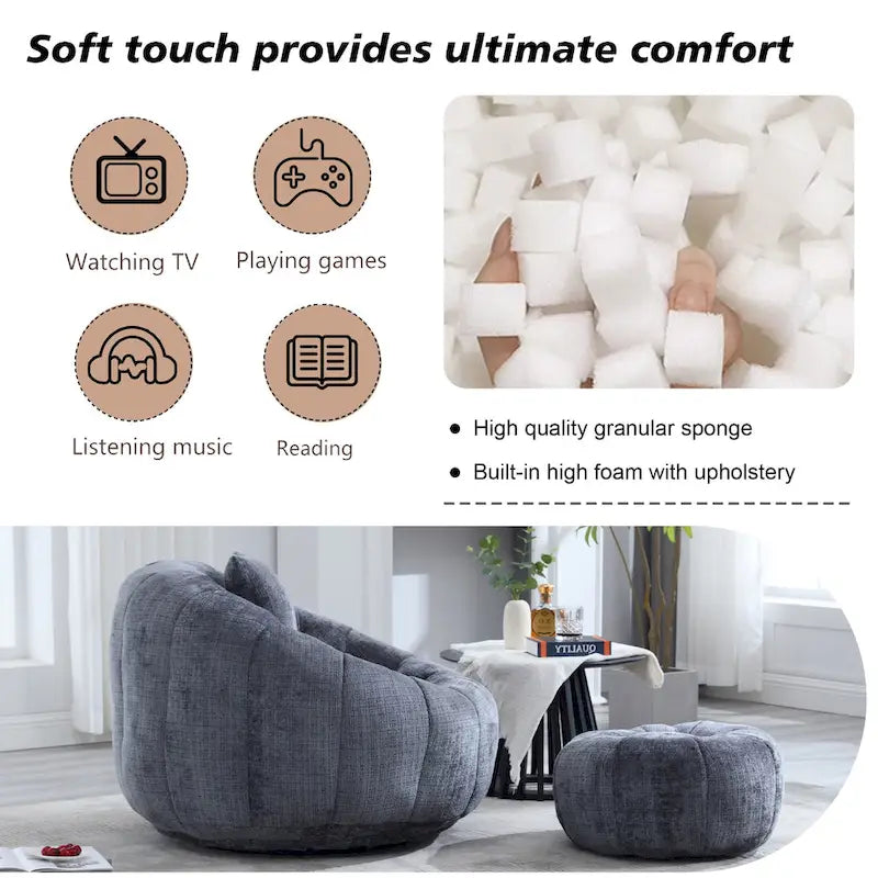 Pouf rond confortable en chenille