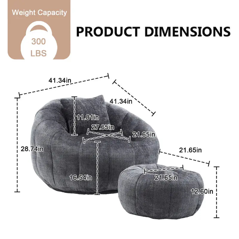 Pouf rond confortable en chenille