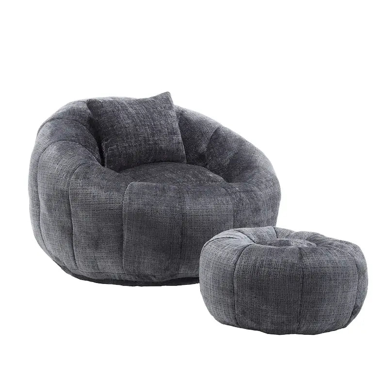 Pouf rond confortable en chenille