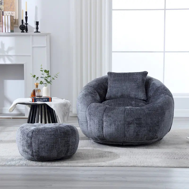 Pouf rond confortable en chenille