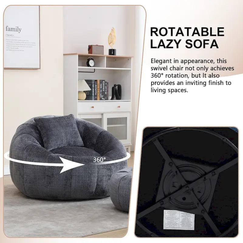 Pouf rond confortable en chenille