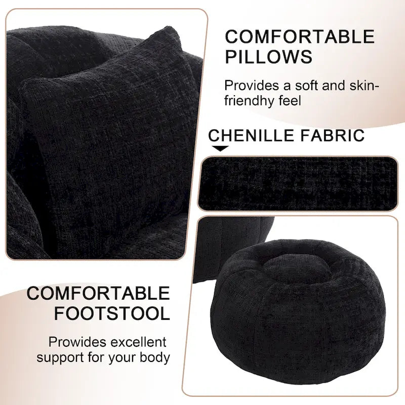 Pouf rond confortable en chenille