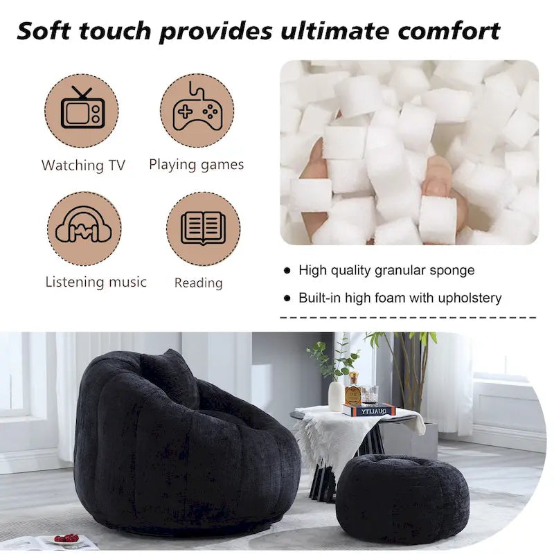 Pouf rond confortable en chenille