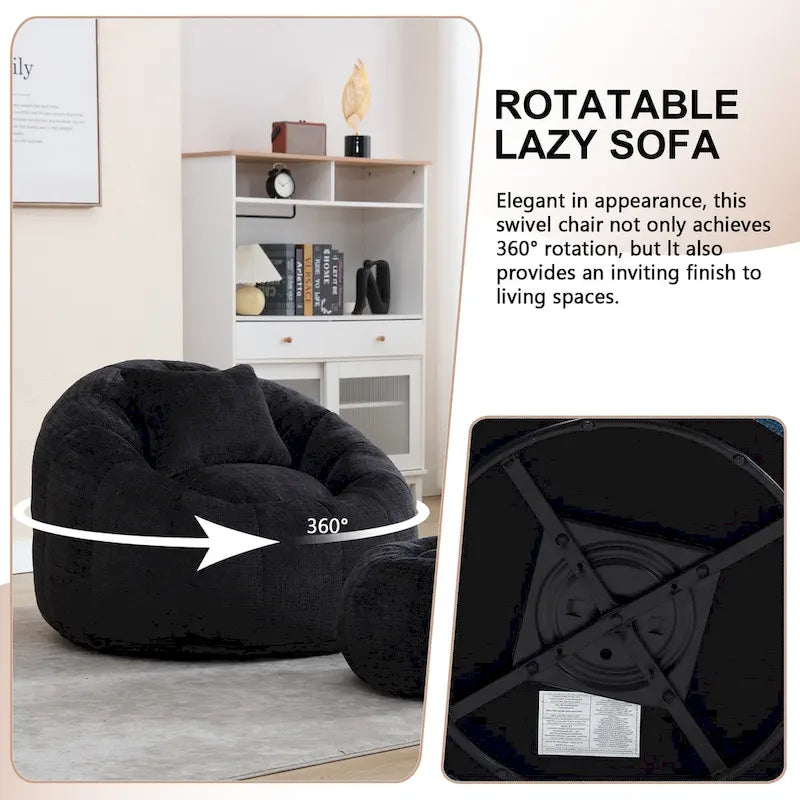 Pouf rond confortable en chenille