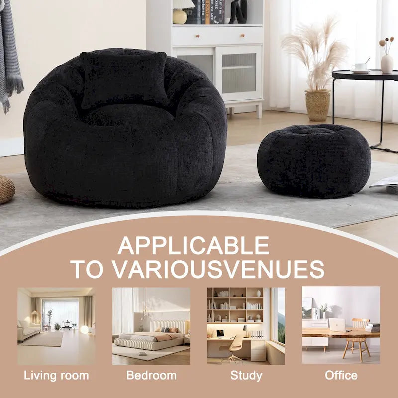 Pouf rond confortable en chenille