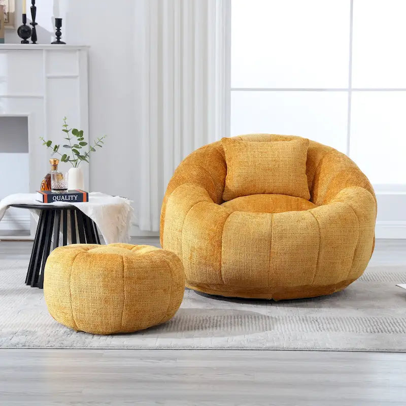 Pouf rond confortable en chenille