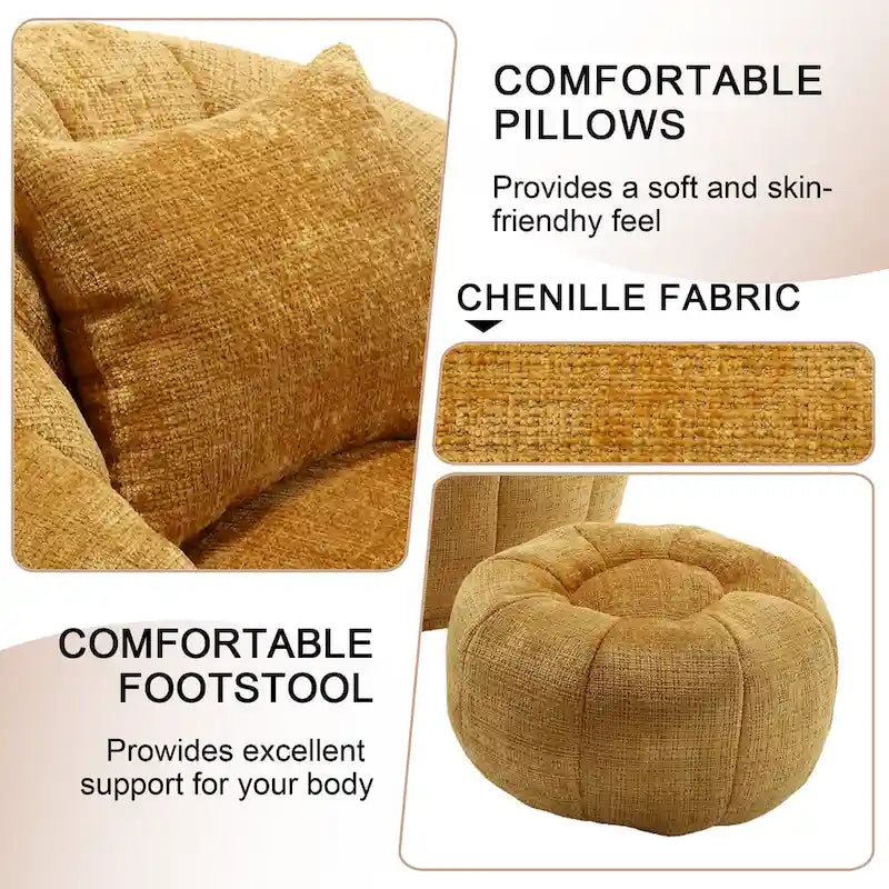 Pouf rond confortable en chenille