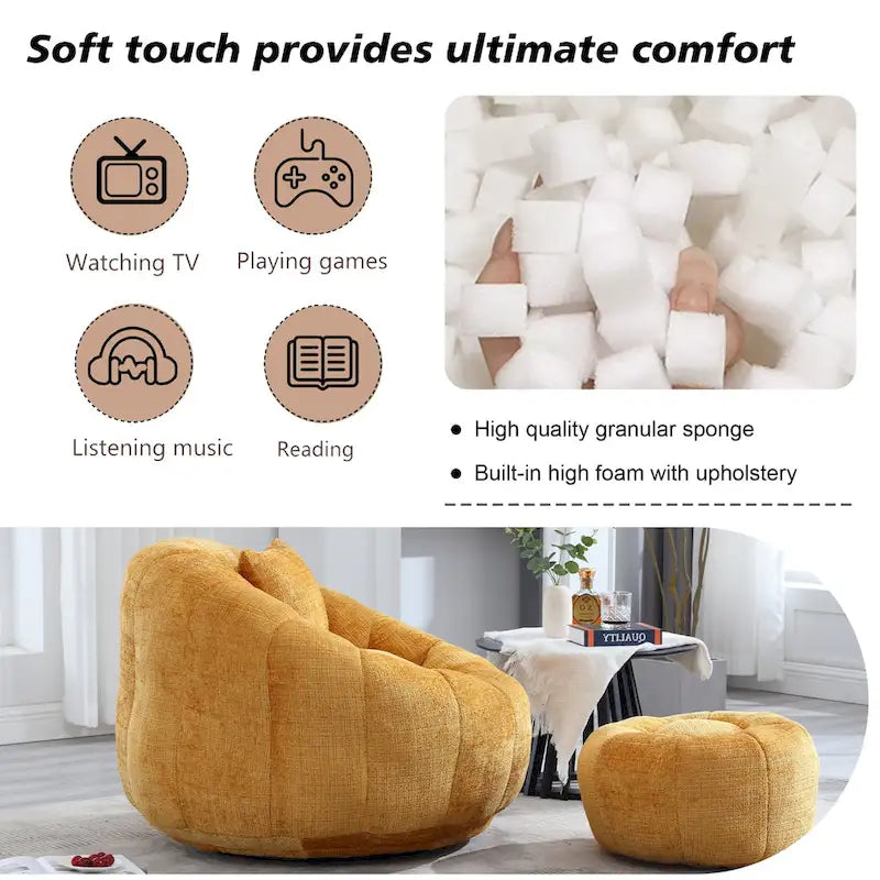 Pouf rond confortable en chenille