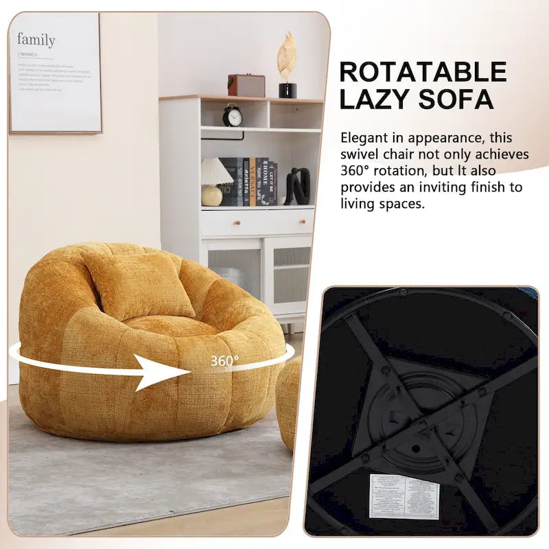 Pouf rond confortable en chenille