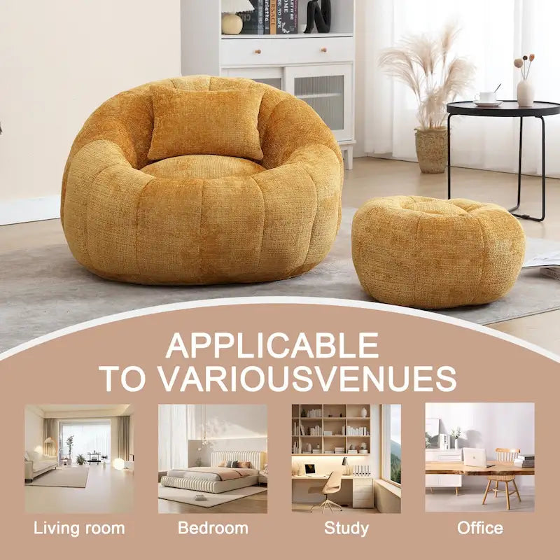 Pouf rond confortable en chenille