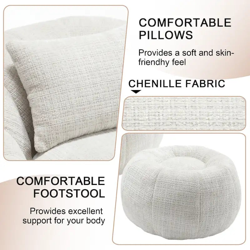 Pouf rond confortable en chenille