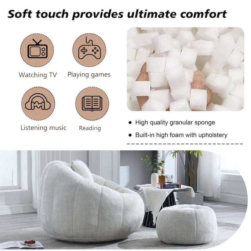 Pouf rond confortable en chenille