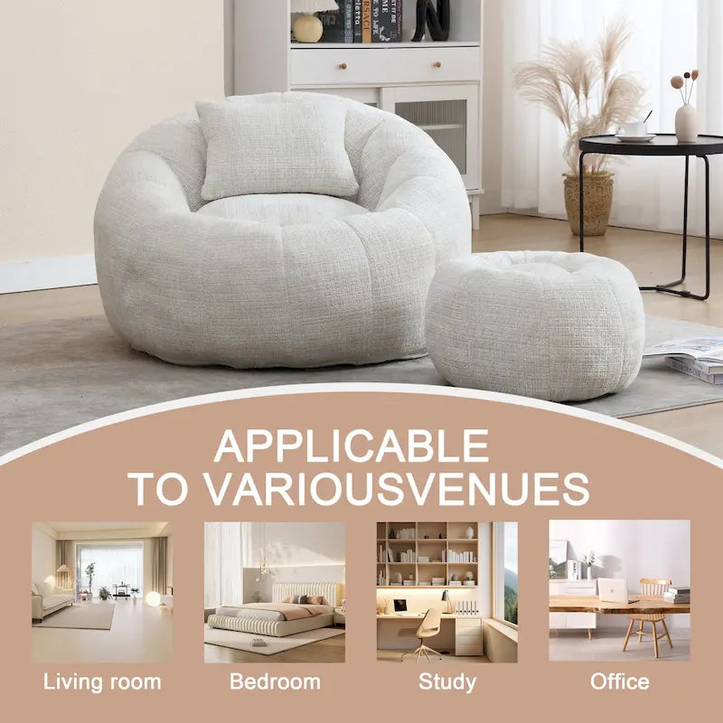 Pouf rond confortable en chenille