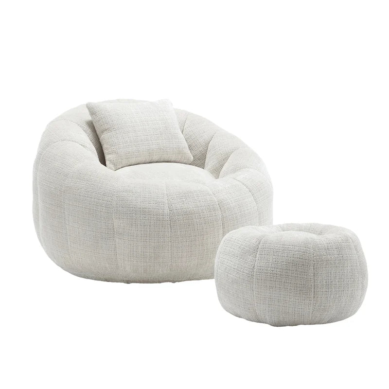 Pouf rond confortable en chenille