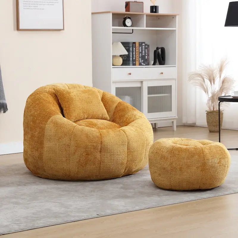 Pouf rond confortable en chenille