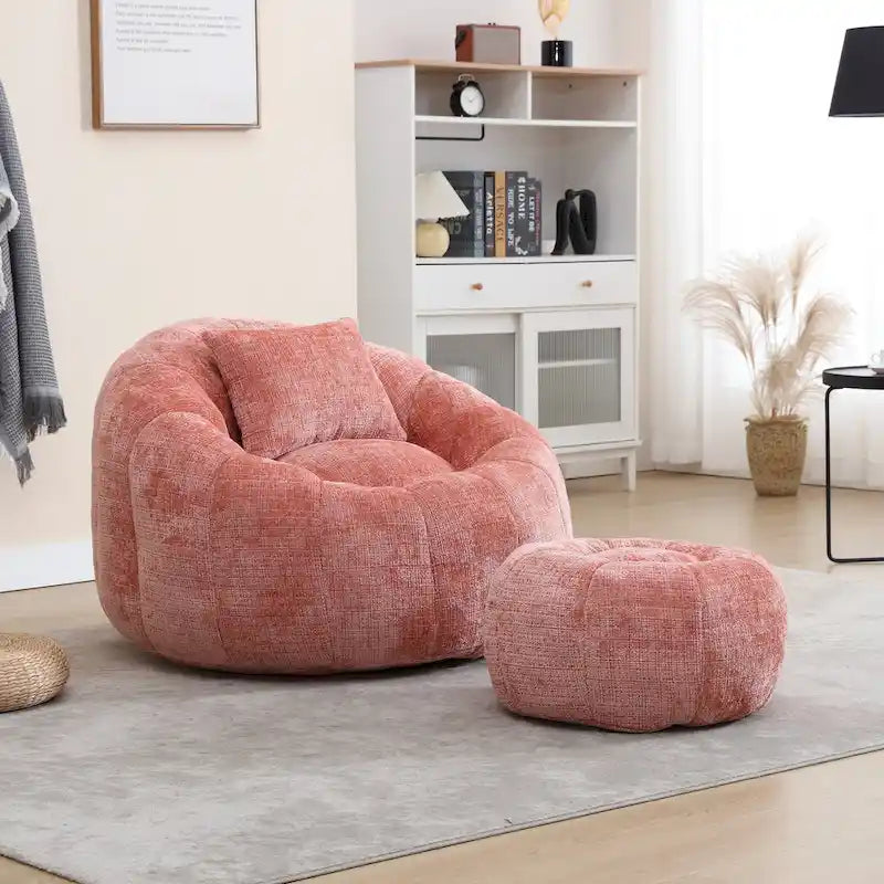 Pouf rond confortable en chenille