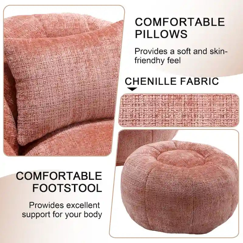 Pouf rond confortable en chenille