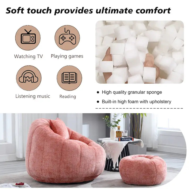 Pouf rond confortable en chenille