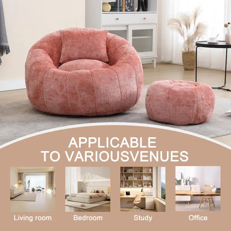 Pouf rond confortable en chenille