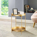 Table d'appoint ronde à 2 niveaux en métal avec plateau amovible