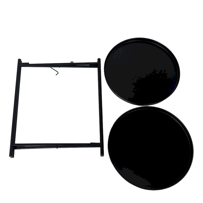Table d'appoint ronde à 2 niveaux en métal avec plateau amovible