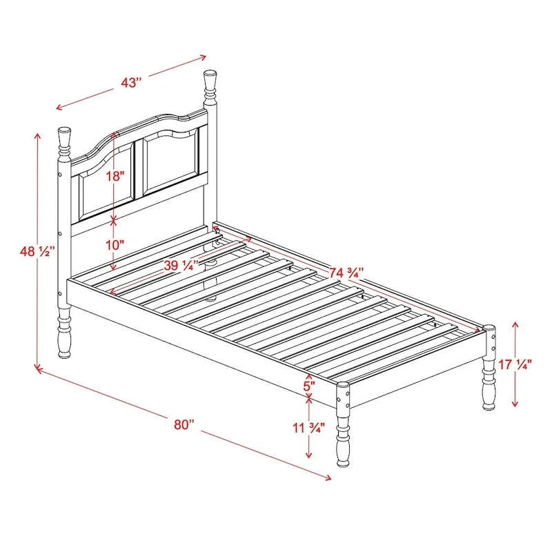 Lit plateforme 100 % en bois massif