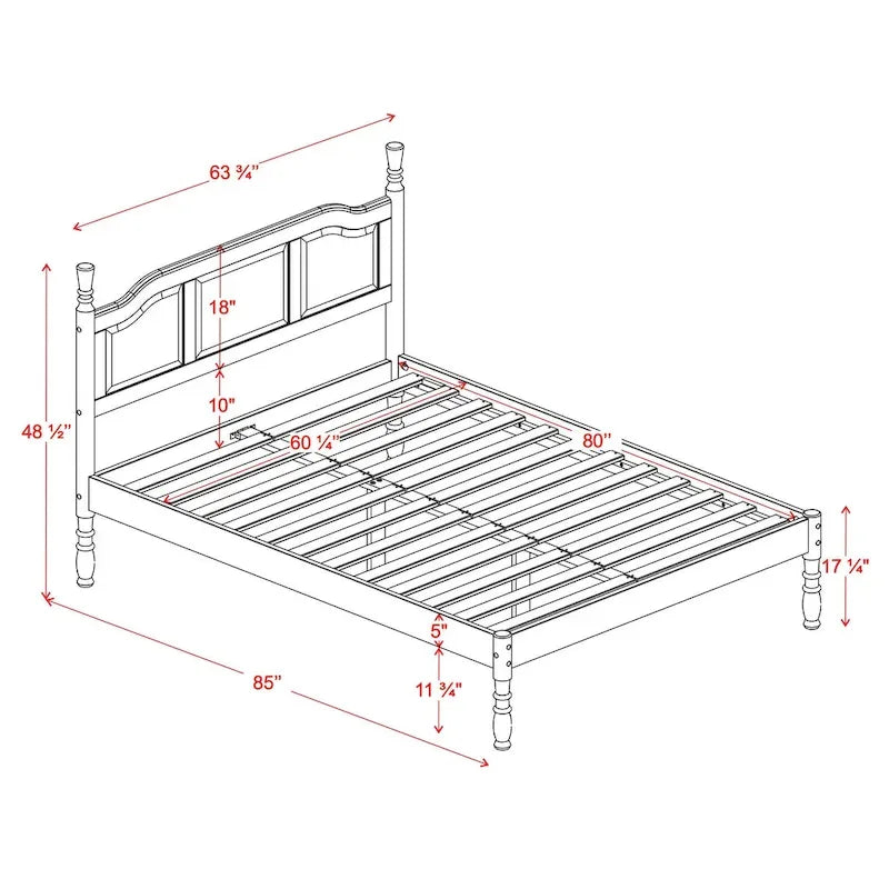 Lit plateforme 100 % en bois massif