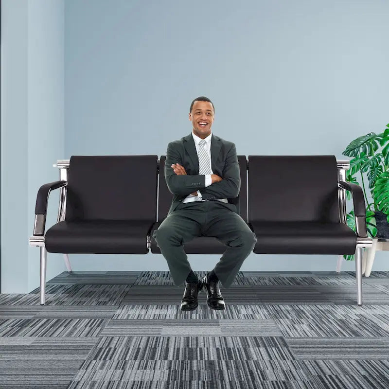 Chaise de salle d'attente, Banc de réception d'aéroport en similicuir, Fauteuil visiteur