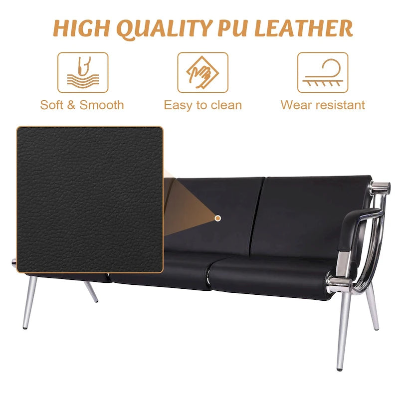 Chaise de salle d'attente, Banc de réception d'aéroport en similicuir, Fauteuil visiteur