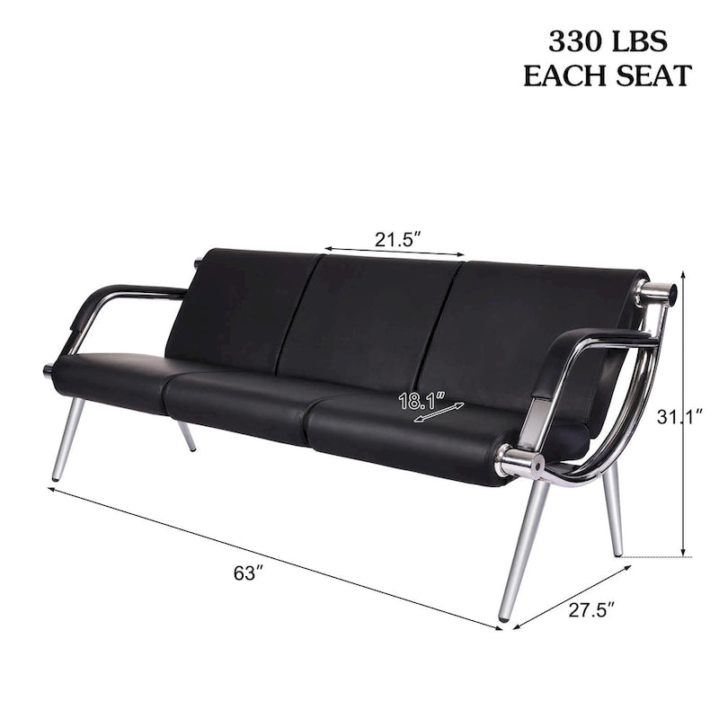 Chaise de salle d'attente, Banc de réception d'aéroport en similicuir, Fauteuil visiteur