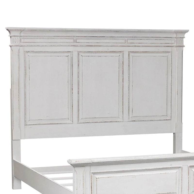 Tête de lit à panneaux King blanc antique marron