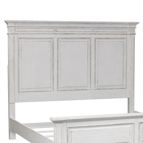 Tête de lit à panneaux King blanc antique marron