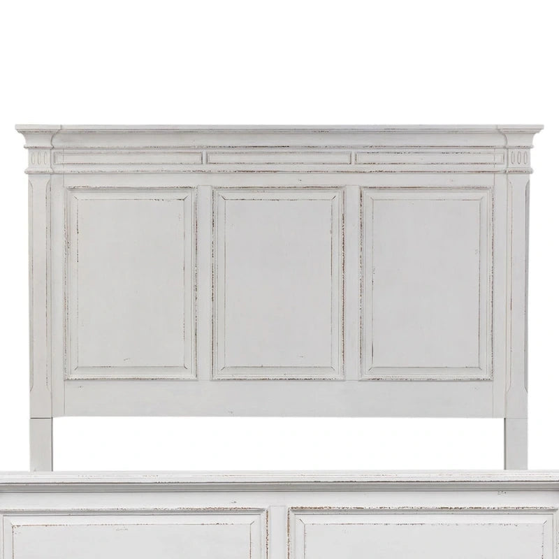 Tête de lit à panneaux King blanc antique marron