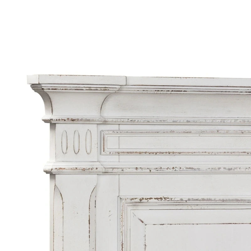 Tête de lit à panneaux King blanc antique marron