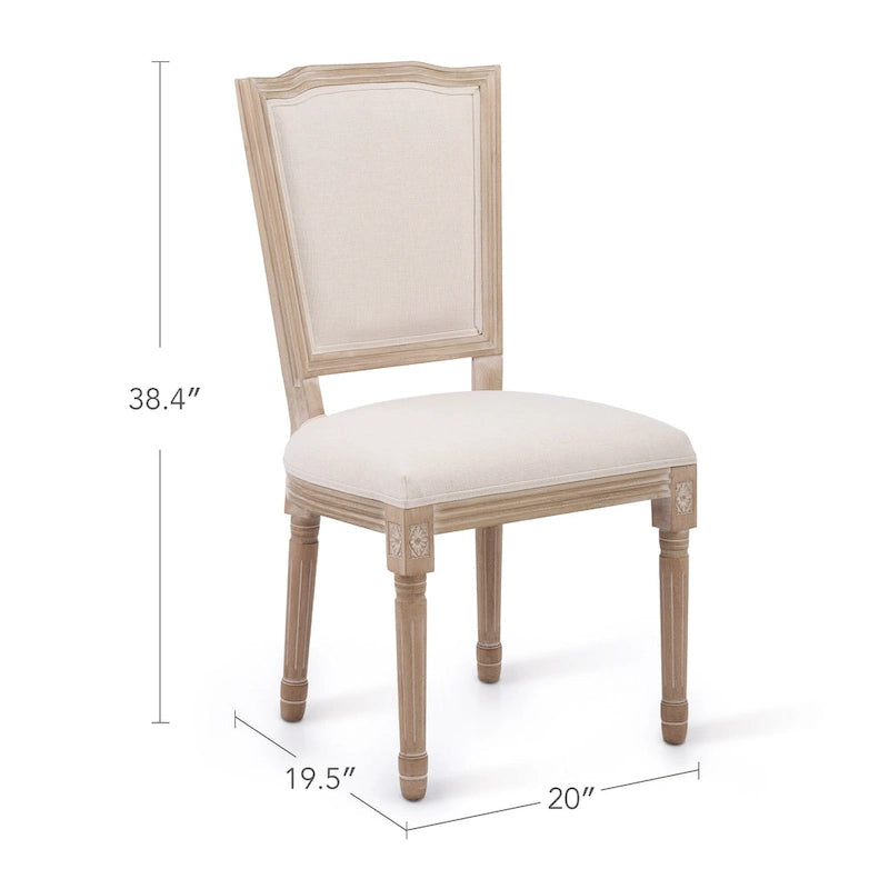 Chaises d'appoint françaises avec pieds en bois sculpté et revêtement en lin