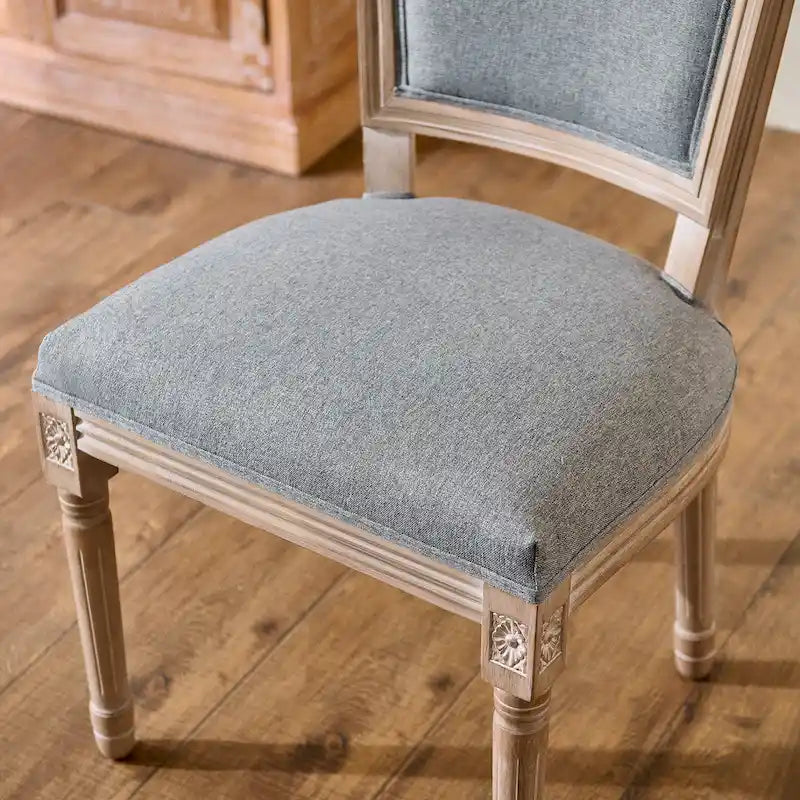 Chaises d'appoint françaises avec pieds en bois sculpté et revêtement en lin