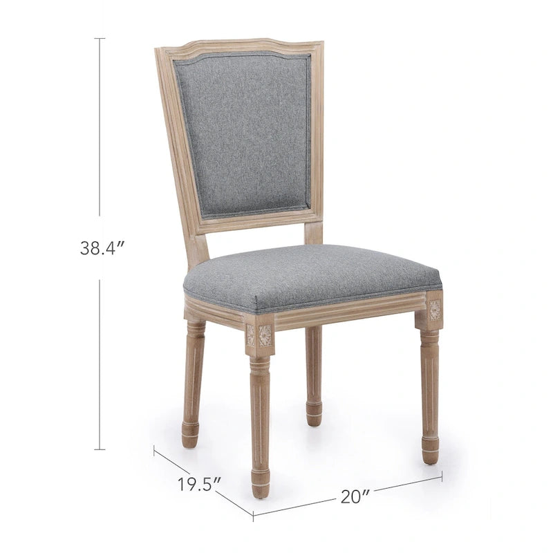 Chaises d'appoint françaises avec pieds en bois sculpté et revêtement en lin