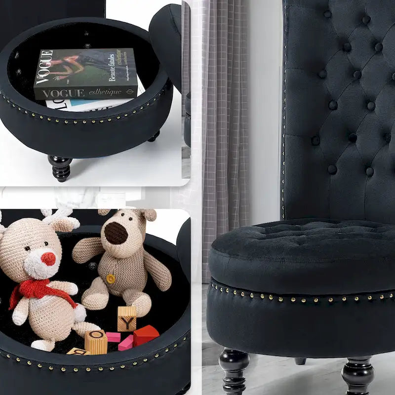 Chaise Trône à Dossier Haut en Velours, Sans Accoudoirs, Chaise d'Appoint Royale