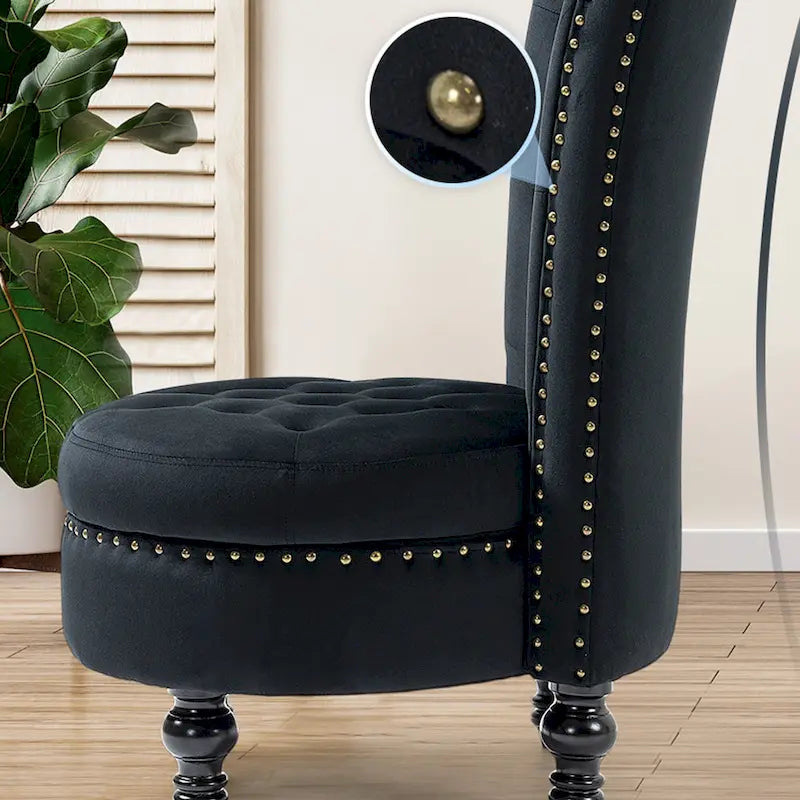 Chaise Trône à Dossier Haut en Velours, Sans Accoudoirs, Chaise d'Appoint Royale