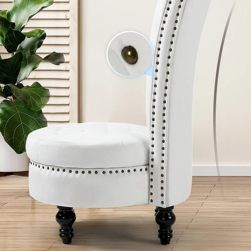 Chaise Trône à Dossier Haut en Velours, Sans Accoudoirs, Chaise d'Appoint Royale