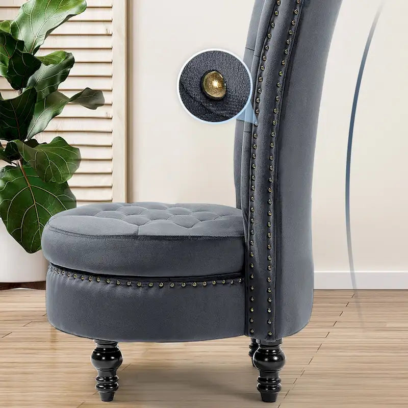 Chaise Trône à Dossier Haut en Velours, Sans Accoudoirs, Chaise d'Appoint Royale